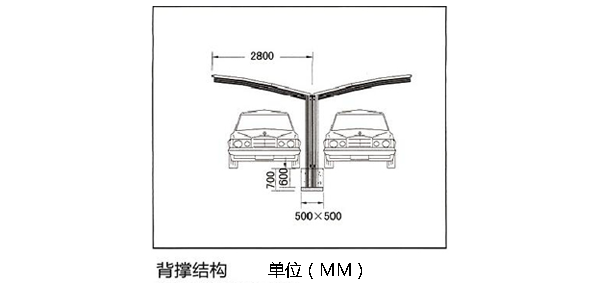 單邊背撐式雙車位汽車車棚